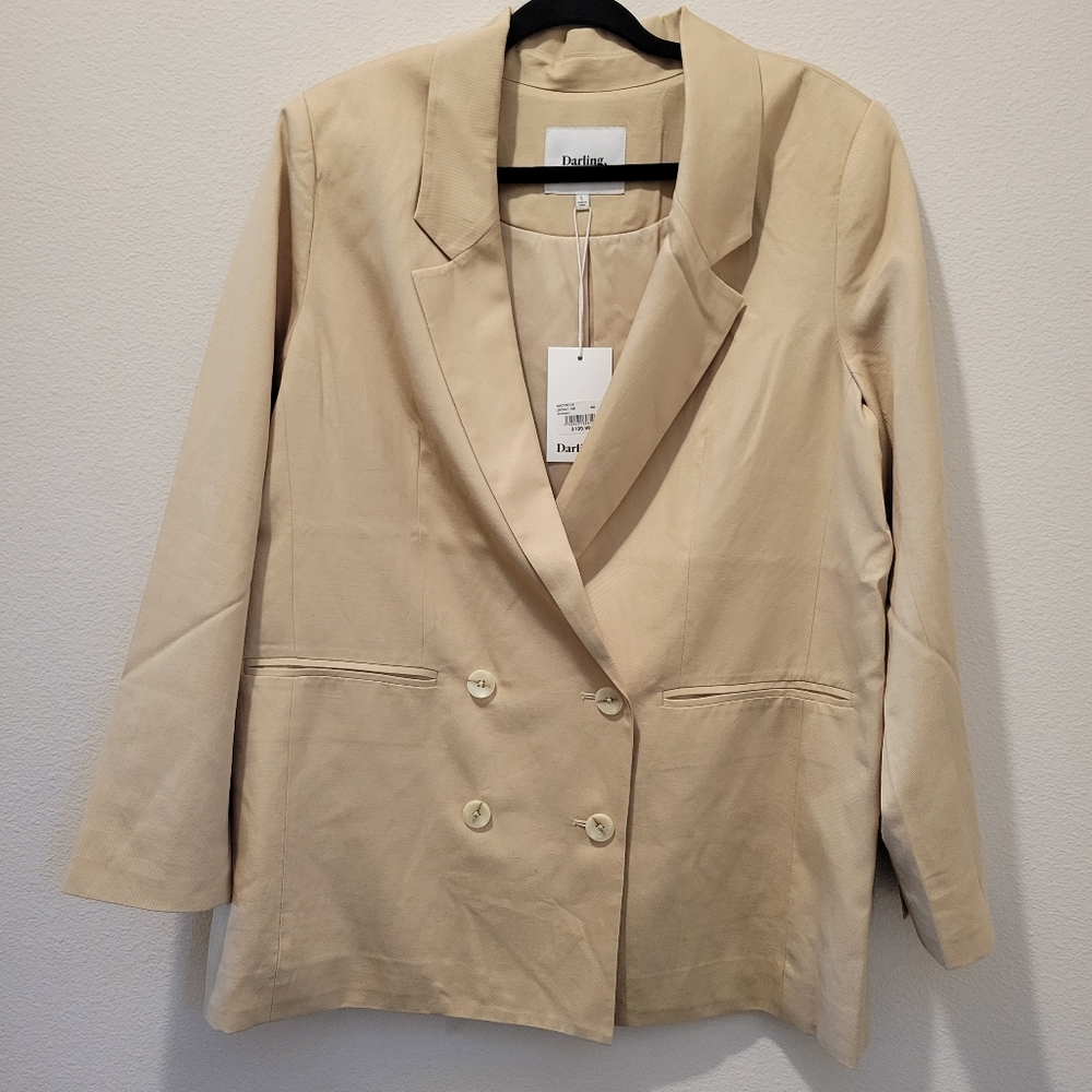 Darling Women's Large Tan Blazer Tencel Linen Career NEW NWT